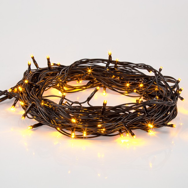 Гирлянда Твинкл Лайт 10 м, черный ПВХ, 100 диодов, цвет желтый (контроллер в комплекте)