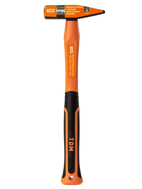 Молоток слесарный, 400 гр, кованый, с усилен. прорезиненной фиберглассовой рукояткой  "Алмаз" TDM 