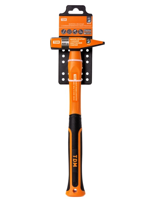 Молоток слесарный, 400 гр, кованый, с усилен. прорезиненной фиберглассовой рукояткой  "Алмаз" TDM 