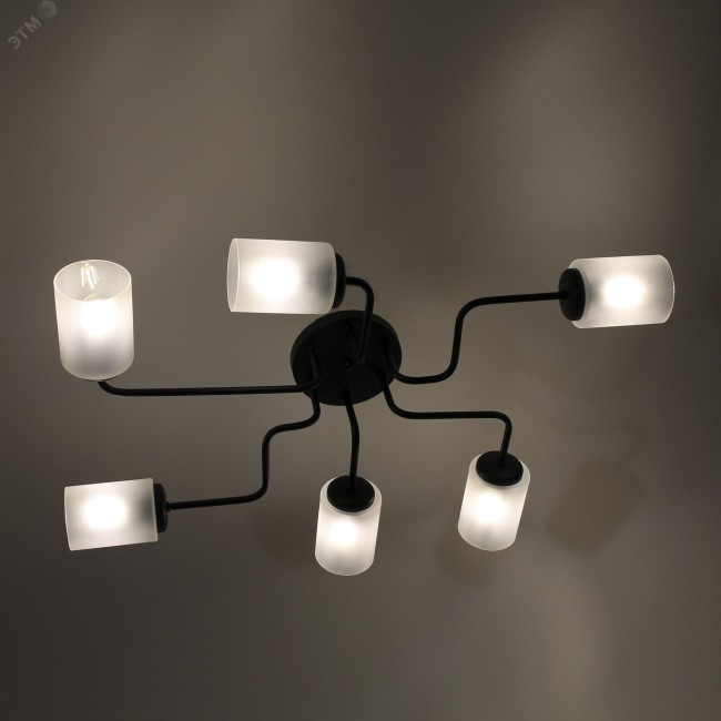 Светильник Техно 162 черн. (Плафон 8461) НСБ 01-6х60-114 Е27 ИУ Светильник Техно 162 черн. (Плафон 8461) НСБ 01-6х60-114 Е27 ИУ