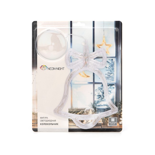 Фигура светодиодная Колокольчик на присоске с подвесом, цвет ТЕПЛЫЙ БЕЛЫЙ Фигура светодиодная Колокольчик на присоске с подвесом, цвет ТЕПЛЫЙ БЕЛЫЙ
