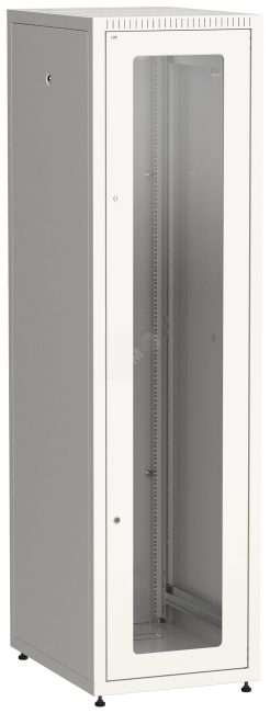 Шкаф LINEA E 42U 600х800мм двери 2шт стекло и металл серый