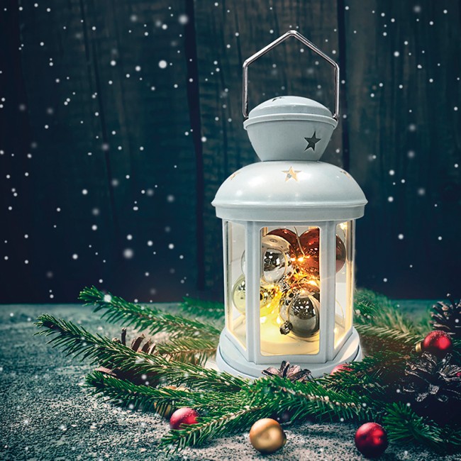 Декоративный фонарь с шариками 12х12х20,6 см, белый корпус, теплый белый цвет свечения NEON-NIGHT Декоративный фонарь с шариками 12х12х20,6 см, белый корпус, теплый белый цвет свечения NEON-NIGHT