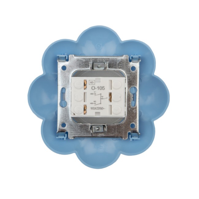 Выключатель двухклавишный KRANZ HAPPY Цветок скрытой установки, белый/голубой Выключатель двухклавишный KRANZ HAPPY Цветок скрытой установки, белый/голубой