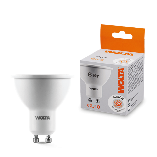 Светодиодная лампа WOLTA 25SPAR16-230-8GU10 8Вт 4000K GU10