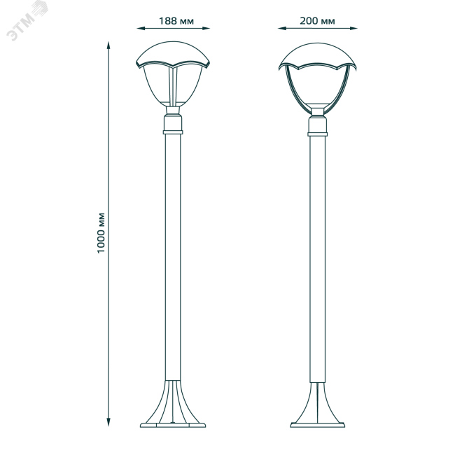 Светильник садово-парковый 60Вт (max) 1хЕ27 столб 170-240 В 50Hz IP54 200х200х1000 мм Aura Gauss