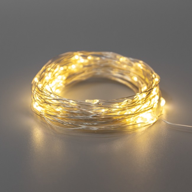 Гирлянда Роса 10м, 100LED, теплый белый, IP44, на батарейках 3хАА, с пультом 8 режимов NEON-NIGHT Гирлянда Роса 10м, 100LED, теплый белый, IP44, на батарейках 3хАА, с пультом 8 режимов NEON-NIGHT