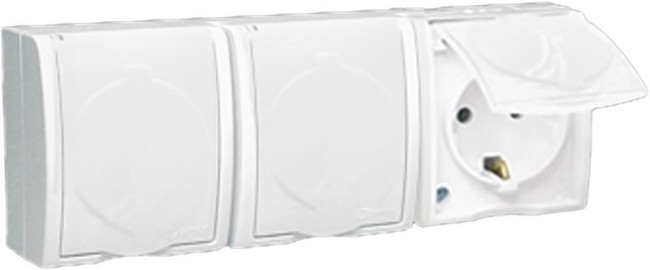 Розетка 3-м ОП Simon15 16А IP54 250В с заземл. с крышкой винт. клеммы бел. Simon 1594437-030 Розетка 3-м ОП Simon15 16А IP54 250В с заземл. с крышкой винт. клеммы бел. Simon 1594437-030