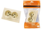 Розетка двойная 2П+З 16А 250В сл. кость "Таймыр" TDM Розетка двойная 2П+З 16А 250В сл. кость "Таймыр" TDM
