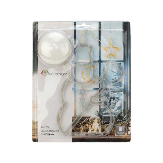 Фигура светодиодная Снеговик на присоске с подвесом, цвет белый Фигура светодиодная Снеговик на присоске с подвесом, цвет белый