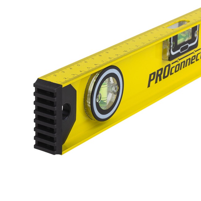 Уровень алюминиевый «Рельс», 1000 мм, 3 глазка (1 поворотный) PROconnect Уровень алюминиевый «Рельс», 1000 мм, 3 глазка (1 поворотный) PROconnect