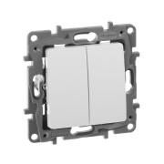 ETIKA Переключатель двухклавишный белый автоматические зажимы 10AX ETIKA Переключатель двухклавишный белый автоматические зажимы 10AX