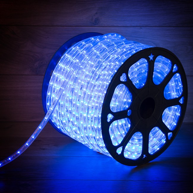 Дюралайт LED, постоянное свечение (2W) - синий, 24 LED/м, Ø10мм, бухта 100м