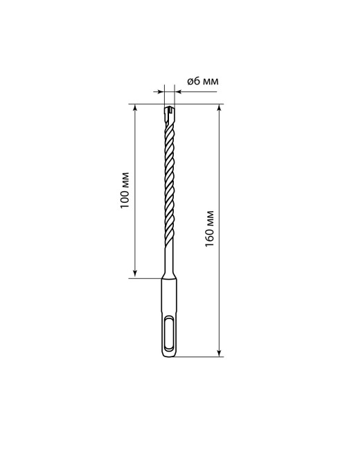 Бур по бетону, 6×160×100 мм, SDS-Plus, 4 резца, пластиковый держатель, 1 шт, "Рубин" TDM Бур по бетону, 6×160×100 мм, SDS-Plus, 4 резца, пластиковый держатель, 1 шт, "Рубин" TDM