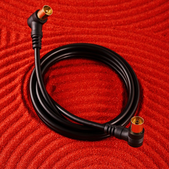 Шнур ТВ гнездо - ТВ штекер, угловой, 1,5м, черный REXANT