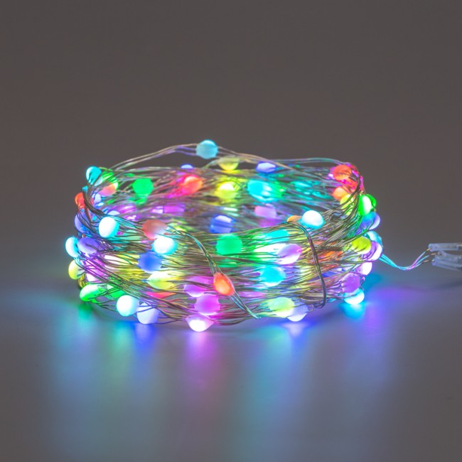 Гирлянда Роса 10м, 100LED, RGB, IP44, на батарейках 3хАА, с пультом 44 режима NEON-NIGHT Гирлянда Роса 10м, 100LED, RGB, IP44, на батарейках 3хАА, с пультом 44 режима NEON-NIGHT