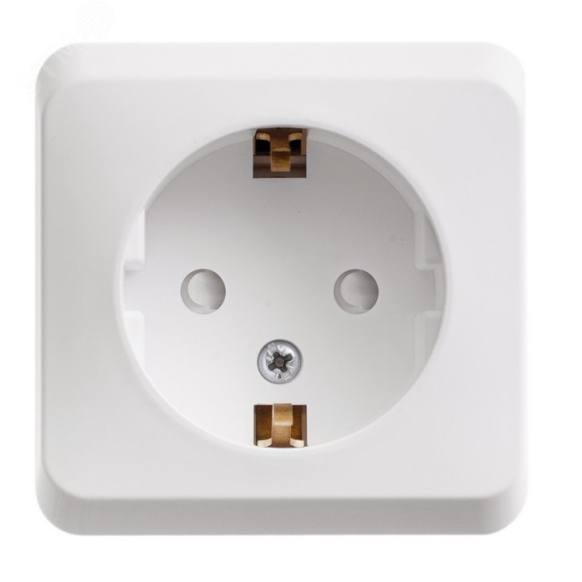 ЭТЮД Розетка наружная с заземлением со шторками белая