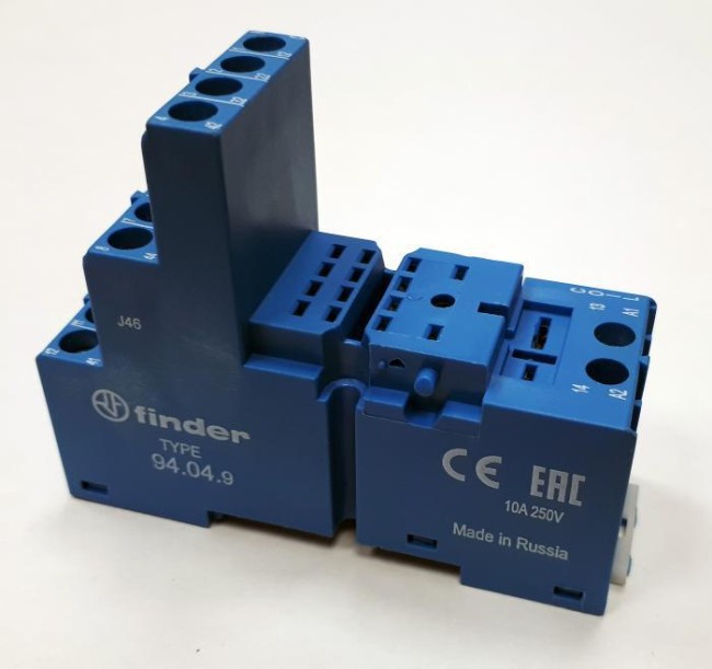 Розетка с винт. клеммами (с зажимной клетью) для реле 55.32 55.34 таймера 85.02 85.04 модули 86.00 99.02 в комплекте металлич. клипса 094.71 син. FINDER 94049SMA Розетка с винт. клеммами (с зажимной клетью) для реле 55.32 55.34 таймера 85.02 85.04 модули 86.00 99.02 в комплекте металлич. клипса 094.71 син. FINDER 94049SMA