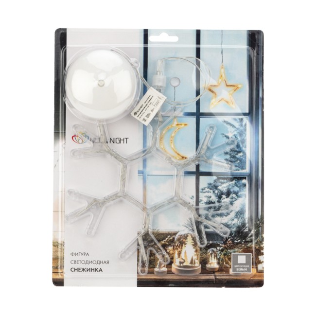 Фигура светодиодная Снежинка на присоске с подвесом, цвет белый Фигура светодиодная Снежинка на присоске с подвесом, цвет белый