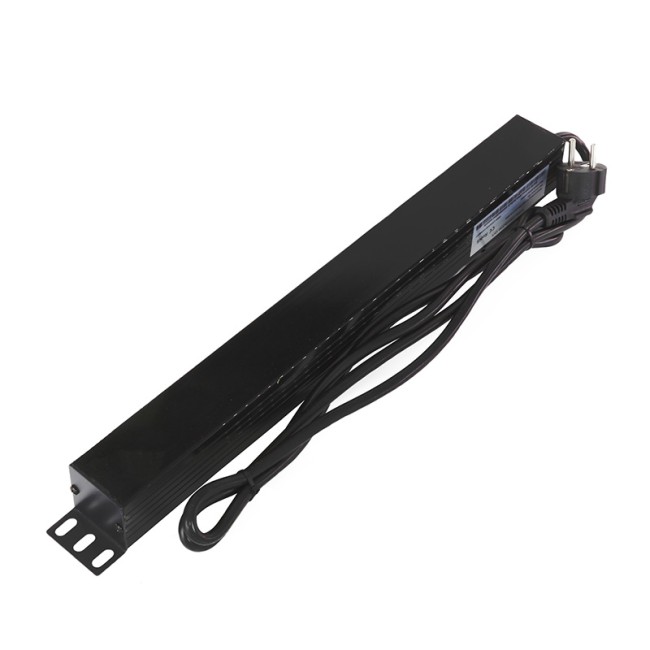 Блок розеток 19", 1U, 16А, 8 розеток, корпус пластик, со шнуром питания