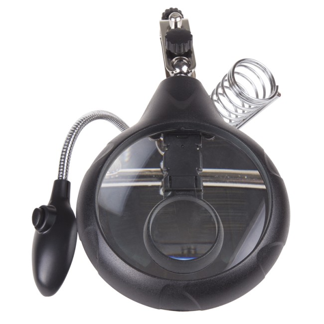 Держатель Третья рука, 2 зажима, лупа 90мм (2.5х) + 2х34мм, подставка паяльника, LED подсветка REXANT Держатель Третья рука, 2 зажима, лупа 90мм (2.5х) + 2х34мм, подставка паяльника, LED подсветка REXANT