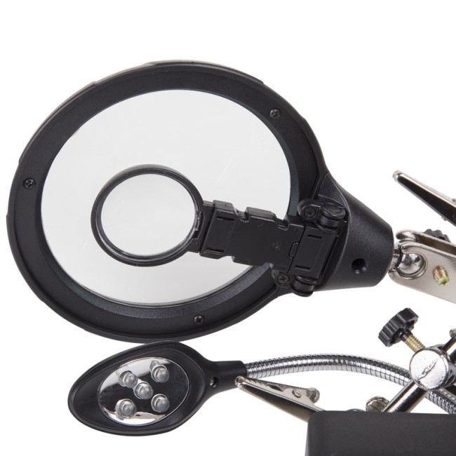 Держатель Третья рука, 2 зажима, лупа 90мм (2.5х) + 2х34мм, подставка паяльника, LED подсветка REXANT Держатель Третья рука, 2 зажима, лупа 90мм (2.5х) + 2х34мм, подставка паяльника, LED подсветка REXANT