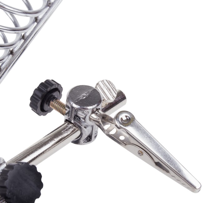 Держатель Третья рука, 2 зажима, лупа 90мм (2.5х) + 2х34мм, подставка паяльника, LED подсветка REXANT Держатель Третья рука, 2 зажима, лупа 90мм (2.5х) + 2х34мм, подставка паяльника, LED подсветка REXANT