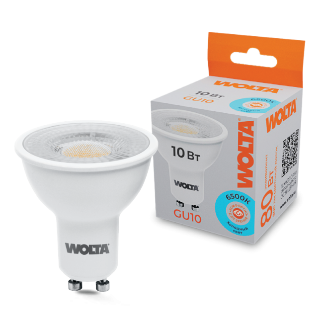 Светодиодная лампа WOLTA WSTD-PAR16-220V10W6KGU10-L 10Вт 6500K GU10 с линзой