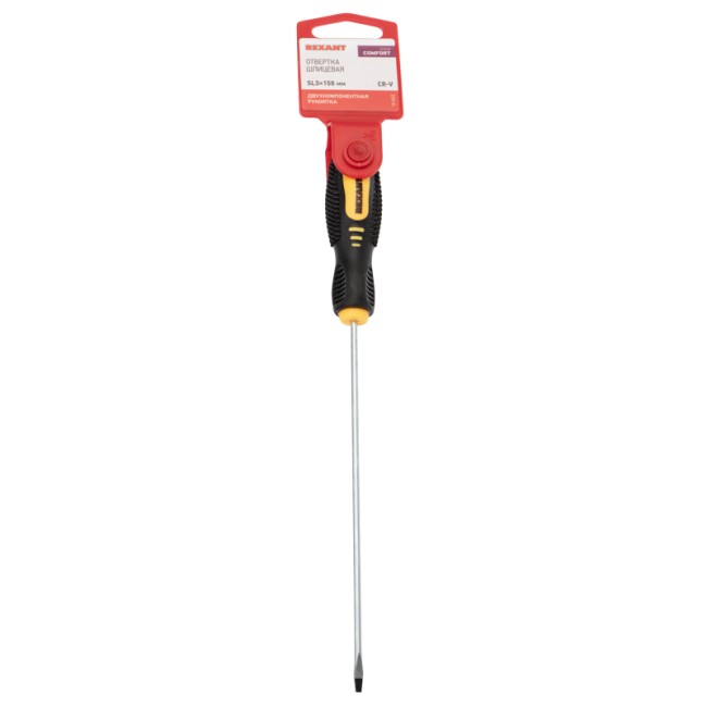 Отвертка шлицевая SL3х150мм, двухкомпонентная рукоятка REXANT