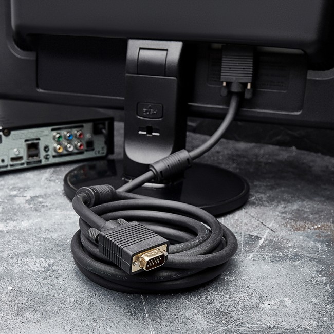 Шнур VGA - VGA с ферритами, 3м, черный, Gold REXANT Шнур VGA - VGA с ферритами, 3м, черный, Gold REXANT