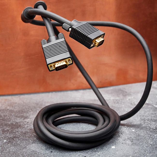 Шнур VGA - VGA с ферритами, 3м, черный, Gold REXANT Шнур VGA - VGA с ферритами, 3м, черный, Gold REXANT