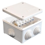 Коробка распределительная ОП 85х85х45мм IP54 с клемм. 7 выходов 3 гермоввода 10А 6 контактов крышка на винтах бел. Epplast 130113 Коробка распределительная ОП 85х85х45мм IP54 с клемм. 7 выходов 3 гермоввода 10А 6 контактов крышка на винтах бел. Epplast 130113