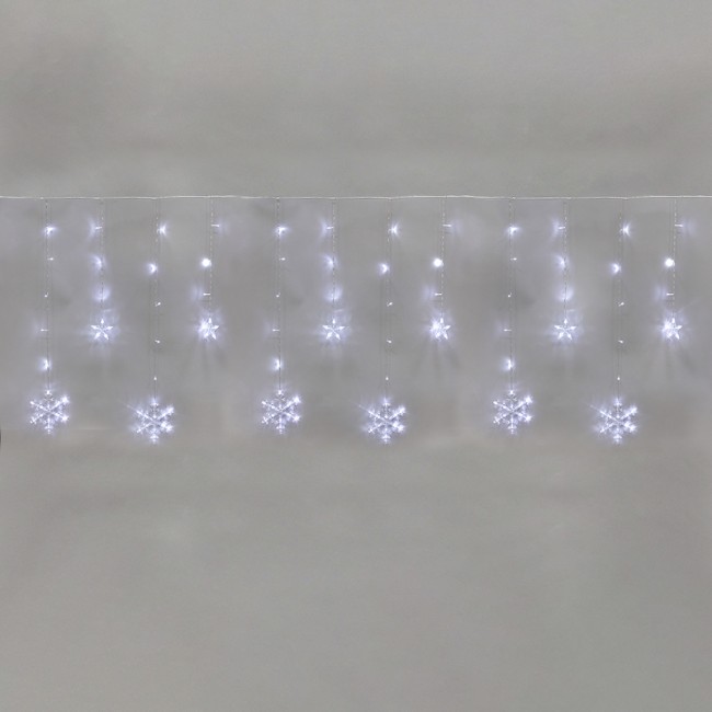 Гирлянда Бахрома со снежинками 2,4х0,9м, 150LED, белый, с контроллером 8 режимов, 230В NEON-NIGHT