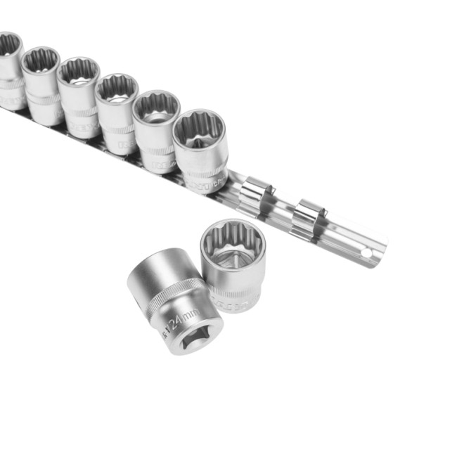Набор торцевых головок 1/2, двенадцатигранные, CrV, 10 шт., 10-24мм REXANT Набор торцевых головок 1/2, двенадцатигранные, CrV, 10 шт., 10-24мм REXANT