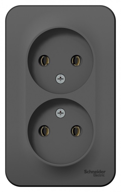 BLANCA Розетка наружная двойная без заземления без шторок, 16А, 250В, антрацит