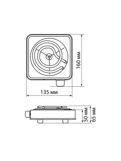 Электроплитка одноконф. ЭПС1 МИНИ, 230 В, 0,5 кВт, спираль, белая, TDM