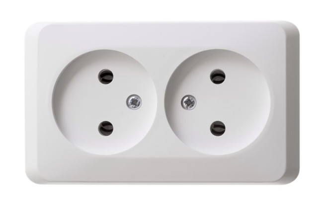 ЭТЮД Розетка двойная наружная без заземления без шторок белая