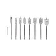 Набор сверл перовых по дереву 9 предметов: 14-16-18-20-22-25-30х152 мм, удлинитель, ключ угловой Kranz Набор сверл перовых по дереву 9 предметов: 14-16-18-20-22-25-30х152 мм, удлинитель, ключ угловой Kranz