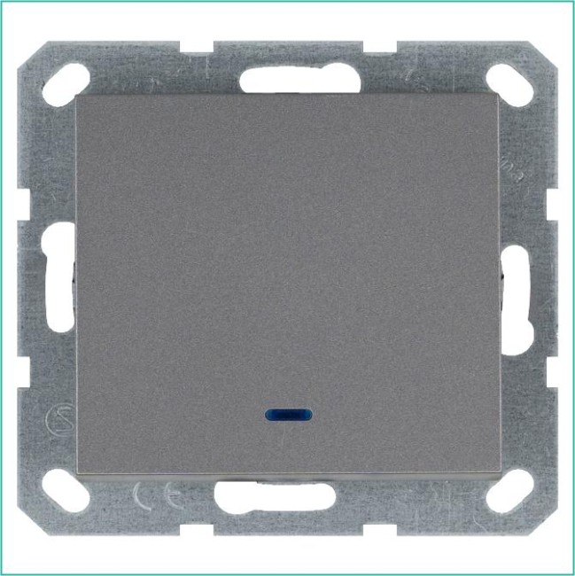 Выключатель 1-кл. 10А IP20 с подсветкой механизм алюм. Jasmart G3011NS