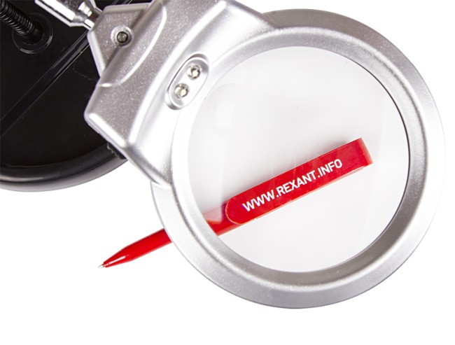 Лупа с подсветкой, 90мм (2.5х) + 22мм (5х), 2 LED, ниша REXANT Лупа с подсветкой, 90мм (2.5х) + 22мм (5х), 2 LED, ниша REXANT