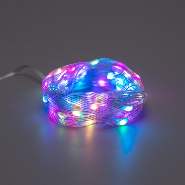 Гирлянда смарт Нить из росы с крупными светодиодами 10м, 100LED RGB, IP20, прозрачный провод, USB Гирлянда смарт Нить из росы с крупными светодиодами 10м, 100LED RGB, IP20, прозрачный провод, USB