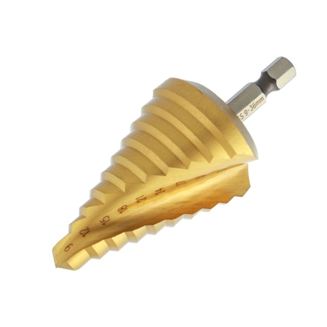 Сверло по металлу ступенчатое ТИТАН 9,0-36,0 мм 110 mm 65 HRC Р6М5 TiN Kranz