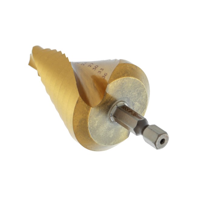 Сверло по металлу ступенчатое ТИТАН 9,0-36,0 мм 110 mm 65 HRC Р6М5 TiN Kranz