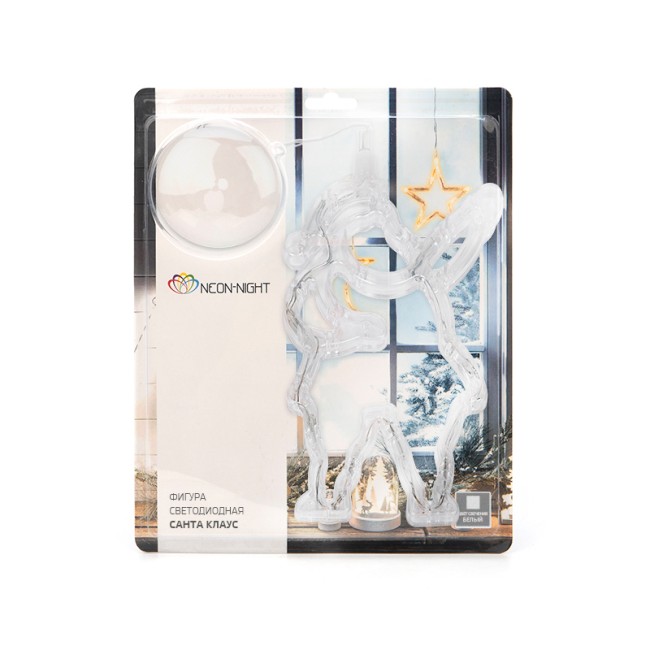 Фигура светодиодная Санта Клаус на присоске с подвесом, цвет белый Фигура светодиодная Санта Клаус на присоске с подвесом, цвет белый