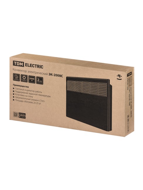 Конвектор электрический ЭК-2000С, 2000 Вт, термостат, СТИЧ, черный, TDM Конвектор электрический ЭК-2000С, 2000 Вт, термостат, СТИЧ, черный, TDM