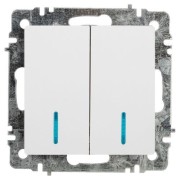 Выключатель 2-кл. СП Accent 6-105-01 10А IP20 250В с подсветкой AL/CU бел. Intro Б0063505 Выключатель 2-кл. СП Accent 6-105-01 10А IP20 250В с подсветкой AL/CU бел. Intro Б0063505