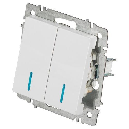 Выключатель 2-кл. СП Accent 6-105-01 10А IP20 250В с подсветкой AL/CU бел. Intro Б0063505 Выключатель 2-кл. СП Accent 6-105-01 10А IP20 250В с подсветкой AL/CU бел. Intro Б0063505