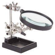 Держатель Третья рука, 2 зажима, лупа 90мм (3х), чугун REXANT