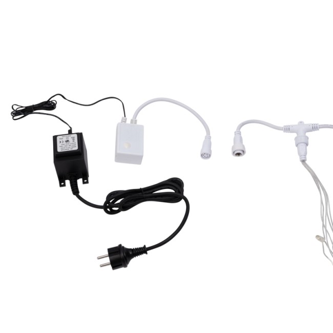 Гирлянда Светодиодный Дождь 2х6м, эффект водопада, прозрачный провод, 24В, диоды БЕЛЫЕ (трансформатор в комплекте)