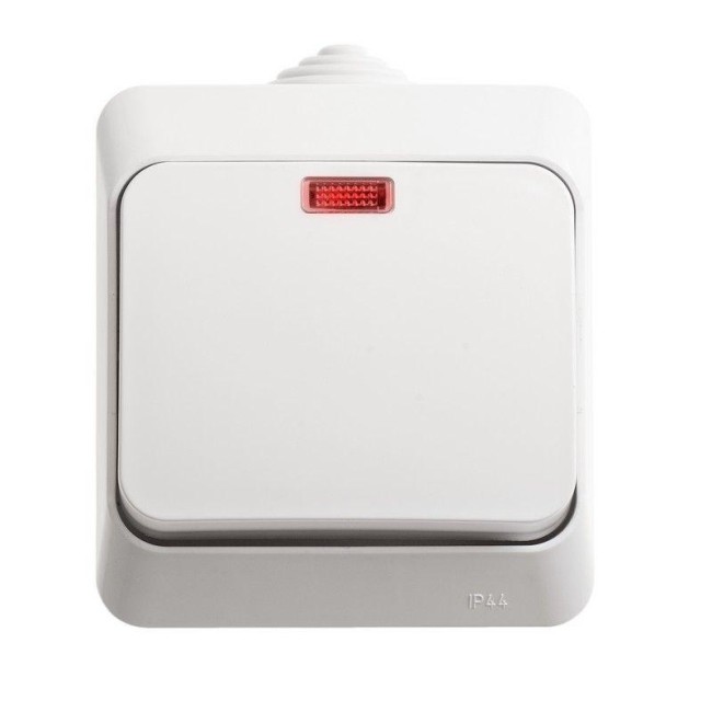 Выключатель 1-кл. ОП Этюд 10А IP44 10AX с подсветкой бел. SE BA10-045B